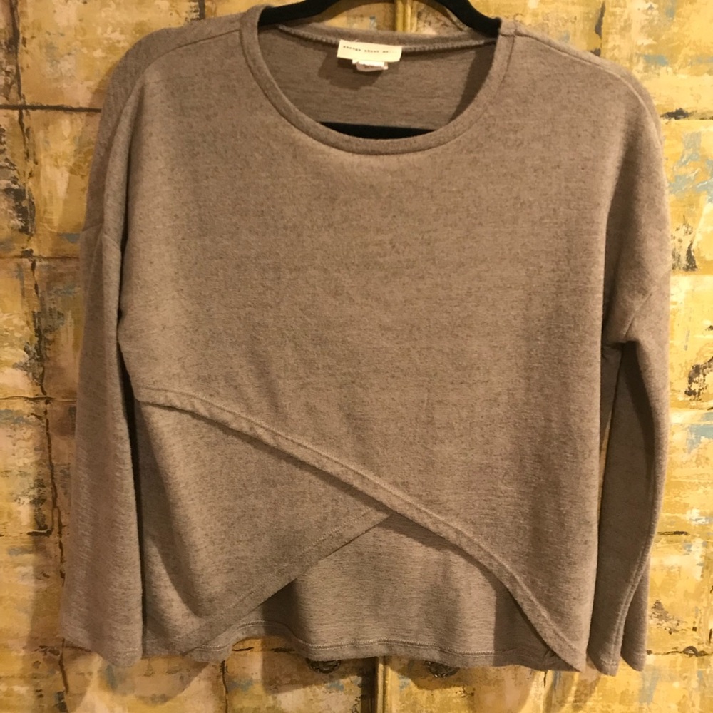 “enough about me” Cross-crossed Front Sweater